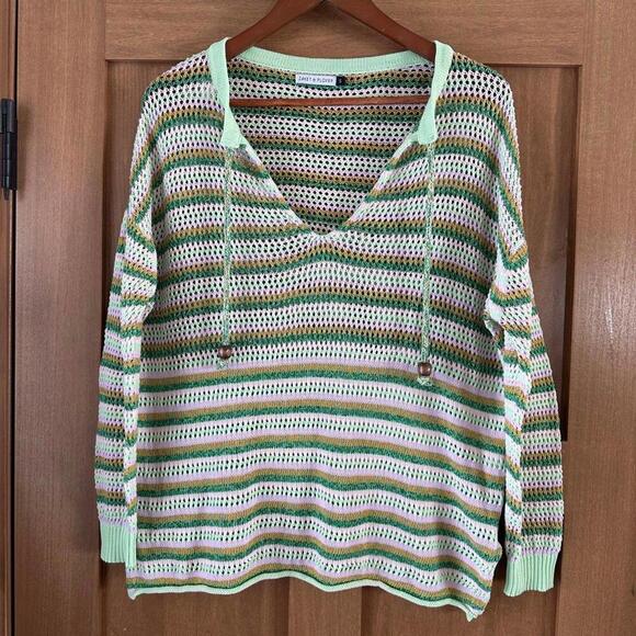 Zaket & Plover Tops - Zaket & Plover Loose Knit Long Sleeve Pullover Multicolor Striped Women’s Small